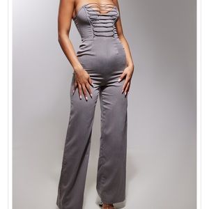 Charcoal Lace Up Jumpsuit